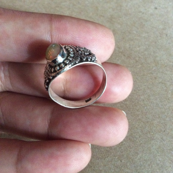 Genuine Gemstone Fire Opal 925 Sterling Silver - Picture 5 of 8